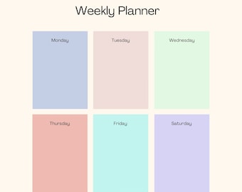 Digital, Fillable Weekly Planner PDF