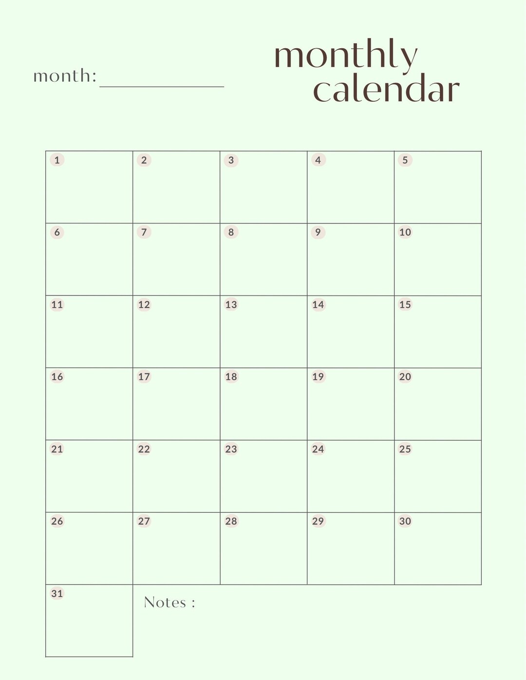 Digital and Fillable Monthly Calendar PDF Etsy Digital and Fillable Monthly Calendar PDF Etsy