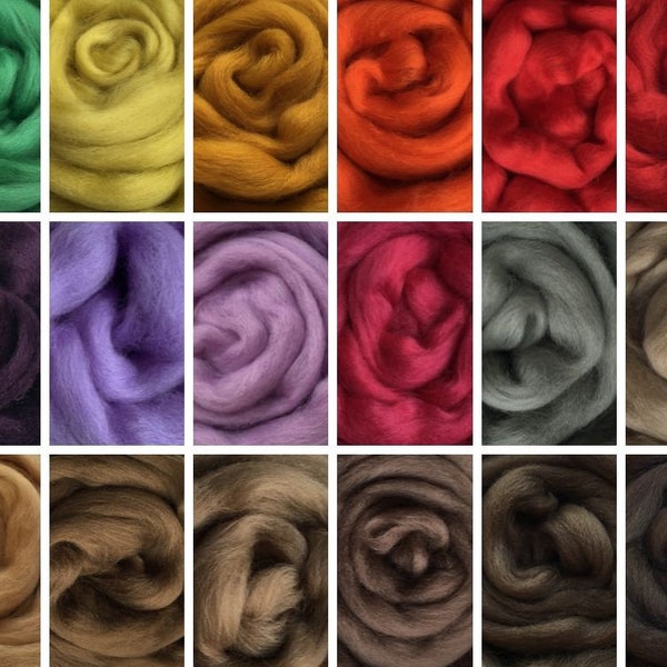 DHG Extra Fine Merino Wool Roving / Tops, 19 Micron Merino, 100 g, 18 Colours