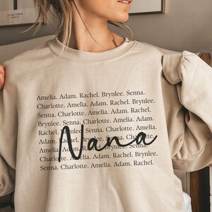 Custom Nana Sweatshirt, Personalized Grandma Shirt With Kids Names, Unique Mother&#39;s Day Gift for Grandma Sweatshirt, Cute Mom Birthday Gift
