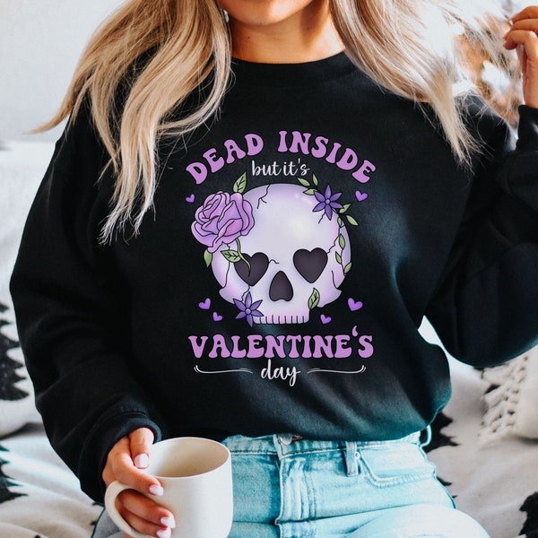 Spooky Valentine Skeleton Sweatshirt, Pastel Goth Valentine Sweater, Valentijnsdag 2023 Cadeau voor vriendin, Kawaii Gothic Kleding Vrouwen
