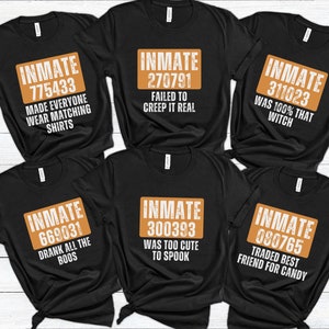 Matching Halloween Party Shirts, Funny Halloween Group Shirts, Cousin Crew T-Shirts, Inmate Costume Unisex, Prison Themed Halloween Outfits