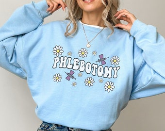 Sweat-shirt pour phlébotomie, cadeau de phlébotomie pour phlébotomiste, col rond Tech phléb, cadeau technicien de phlébotomie, cadeau CPT pour PBT, pull phléb