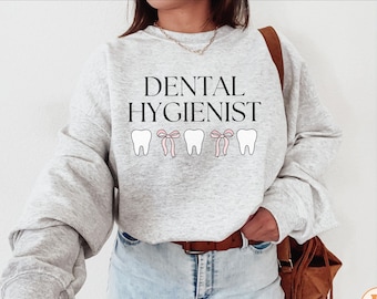 Coquette Dental Hygienist Sweatshirt Women, Girly Dental Hygienist Sweater Bows, Dental School Graduation Gift for New RDH, Future RDH Gift