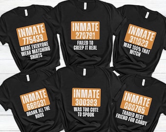 Matching Halloween Party Shirts, Funny Halloween Group Shirts, Cousin Crew T-Shirts, Inmate Costume Unisex, Prison Themed Halloween Outfits