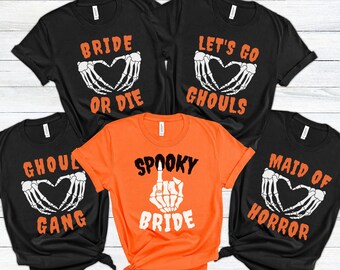 Spooky Bachelorette Party Shirt, Spooky Bridal Shower T-Shirt, Funny Halloween Bride Shirt, Fall Bachelorette Outfits, Let's Go Ghouls Shirt