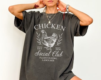 Comfort Colors Chicken Shirt Women, Gift for Chicken Mom Shirt, Chicken Mama T-Shirt, Chicken Social Club Tshirt, Chicken Gift Chicken Lover
