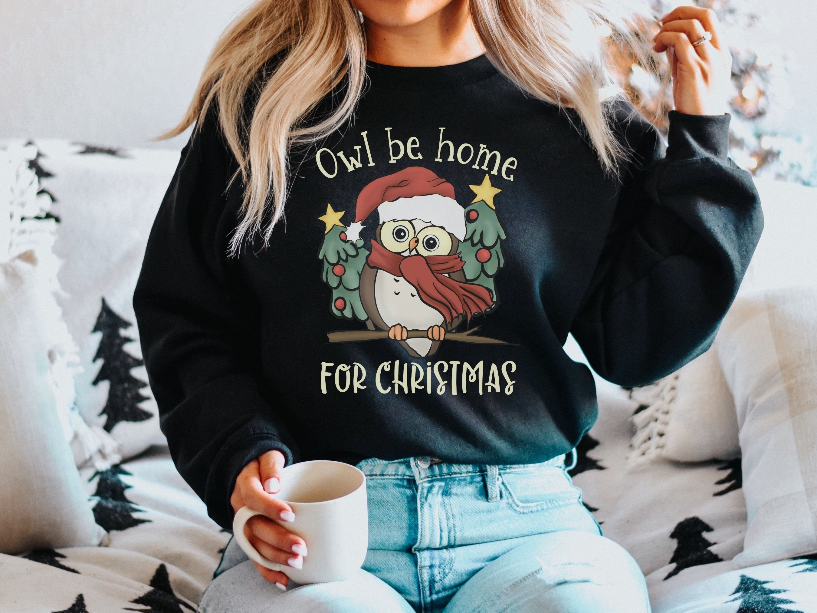 Woodland Christmas Sweater, Christmas Owl Gift, Secret Santa Gift Holiday Fashion, Ugly Christmas Sw