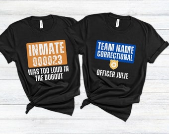 Matching Halloween Sports Team Shirts, Funny Softball Team Halloween Group Shirts, Inmate Costume Unisex, Prison Guard Halloween Coach Shirt