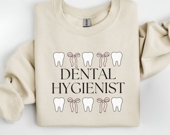 Coquette Dental Hygienist Sweatshirt Women, Girly Dental Hygienist Sweater Bows, Dental School Graduation Gift for New RDH, Future RDH Gift