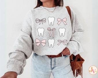 Coquette Dental Sweatshirt Girly Dental Hygiene Gift for Dental Hygienist Sweater Dental Assistant Graduation Gift Dental Office Shirt Teeth