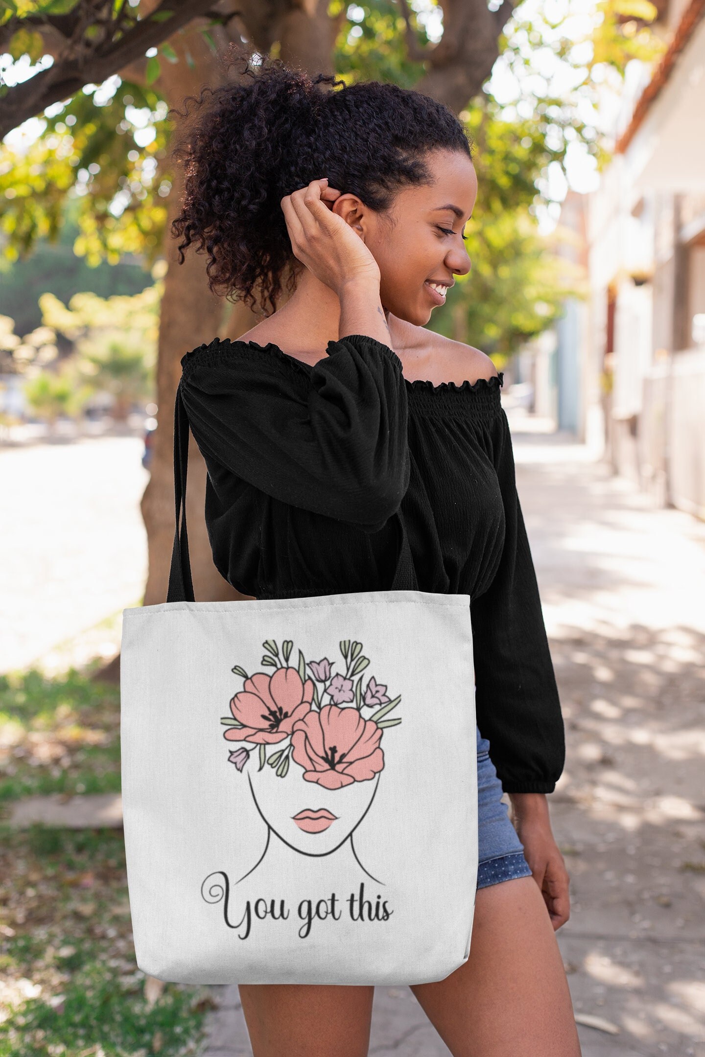 Feminist Flower Tote Bag Floral Tote Bag Aesthetic 