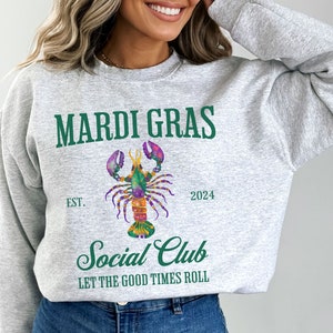 Funny Mardi Gras Sweatshirt Women, Fat Tuesday Crawfish Sweater, Watercolor Mardi Gras Bachelorette Sweater, Matching NOLA Girls Trip Shirts