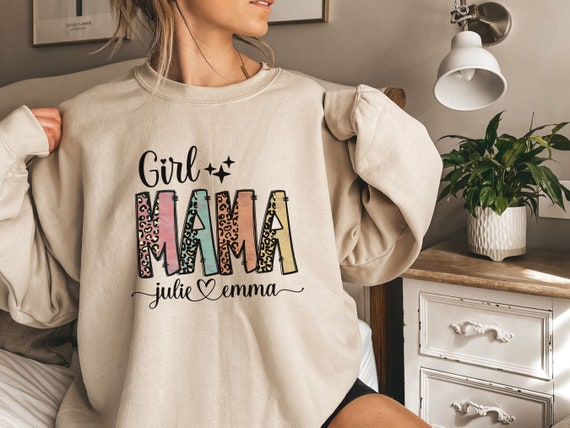Personalized Girl Mom Sweatshirt Custom Mothers Day Gift for Mom