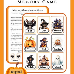 幼稚園、保育園、デイケア、ホームスクール向けのハロウィーンメモリーゲーム、子供向けハロウィーンアクティビティ、子供向けハロウィーンゲーム