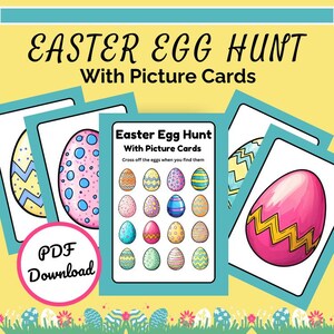 Easter Egg Hunt Printable Game | Picture Matching Easter Scavenger Hunt for Kids | Chocolate -Free Easter Activity for Kids | Family Easter