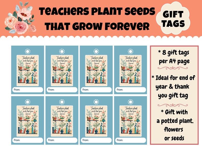 Printable Teacher Gift Tags • End of Year Thank You (PDF) - Etsy