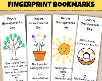 Grandparents Day Fingerprint Bookmarks: DIY Craft Gift (PDF)