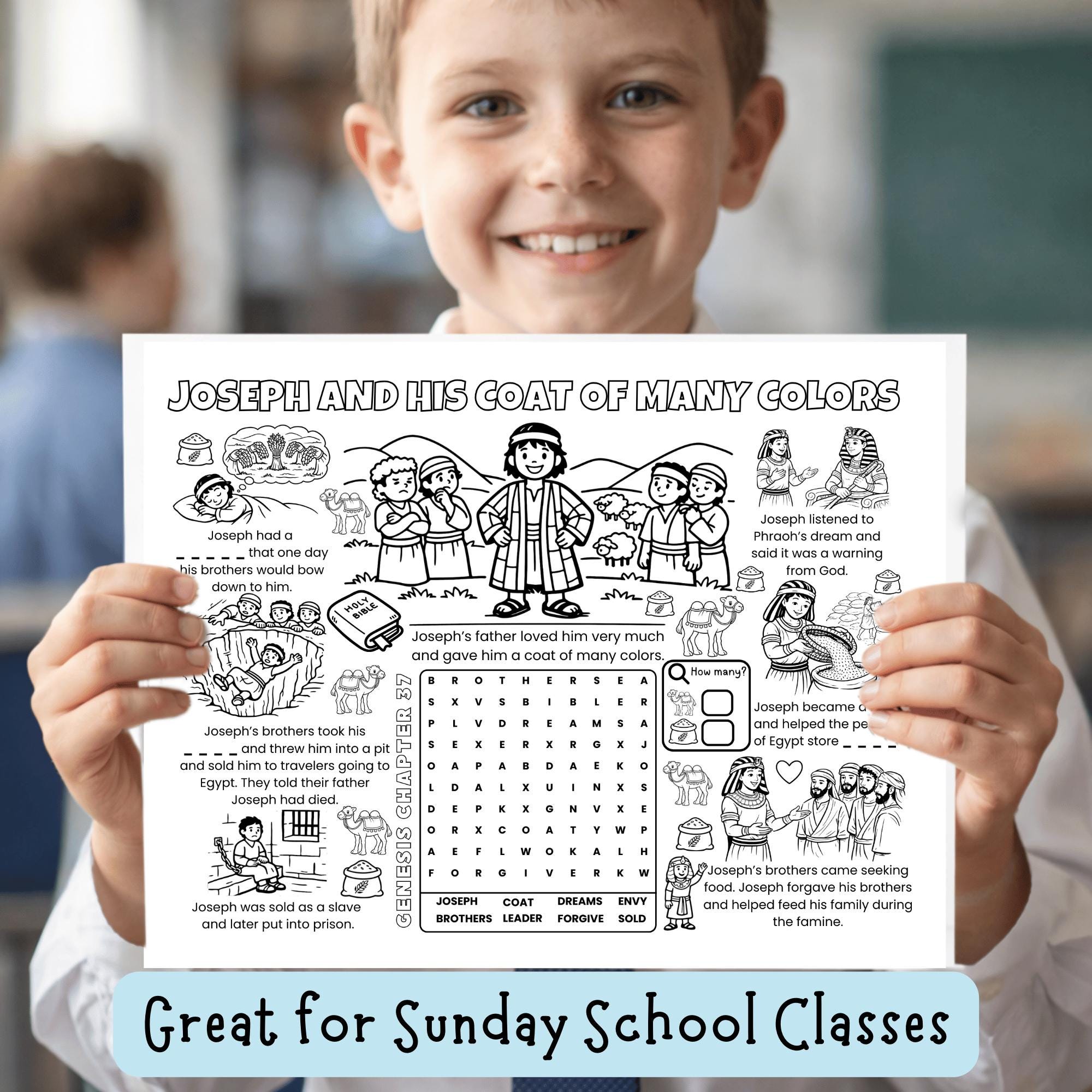 Joseph Coat of Many Colors Activity | Bible Coloring Page | Sunday ...