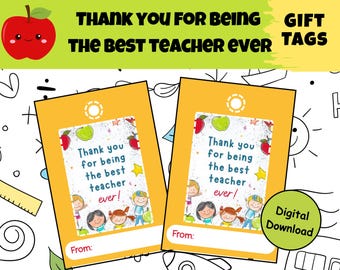 Teacher Appreciation Gift Tags • Printable Thank You Cards (Digital Download)