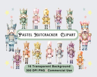 Pastel Nutcracker Clipart: Watercolor Christmas PNG (Digital Download)