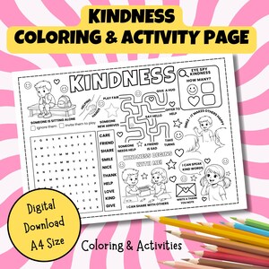 Kindness Coloring & Activity Page for Kids | Social Emotional Learning Printable | Values Activity