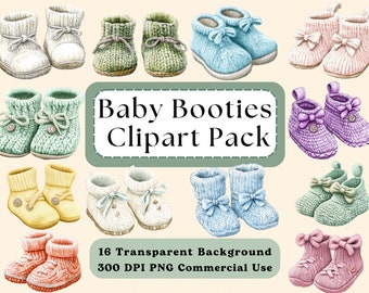 Baby Booties Clipart Pack, PNG, Commercial Use (Digital Download)