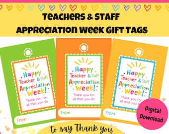 Teacher Appreciation Gift Tags: Colorful Thank You Notes (Digital Download)