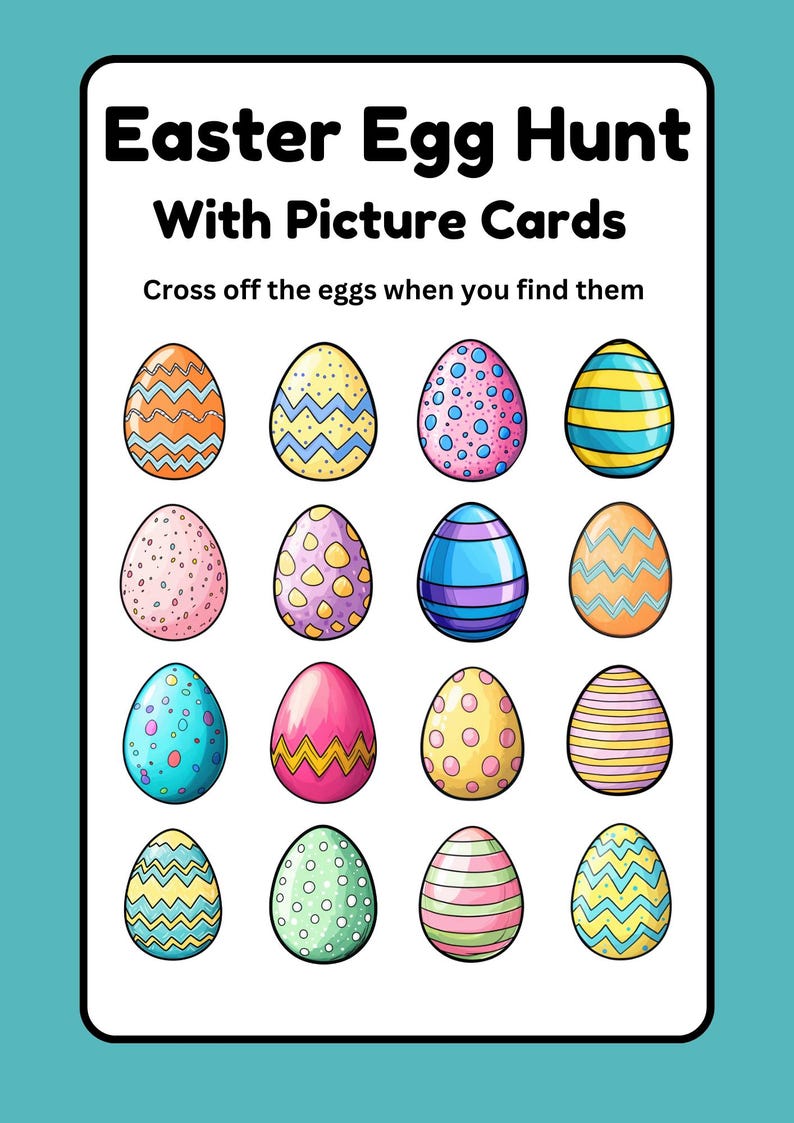 Easter Egg Hunt Printable Game | Picture Matching Easter Scavenger Hunt ...