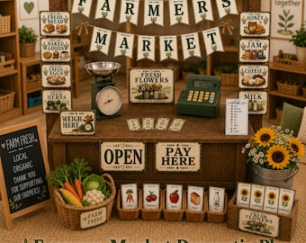 Paquete imprimible para juego dramático del mercado de agricultores / Juego de simulación / Juego de roles / Actividades de aprendizaje