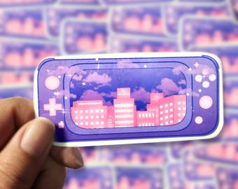 Neon City Game Console Sticker | Cozy Gamer Vinyl Decal