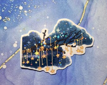 Hanging Stars Vinyl Sticker | Waterproof, Holographic