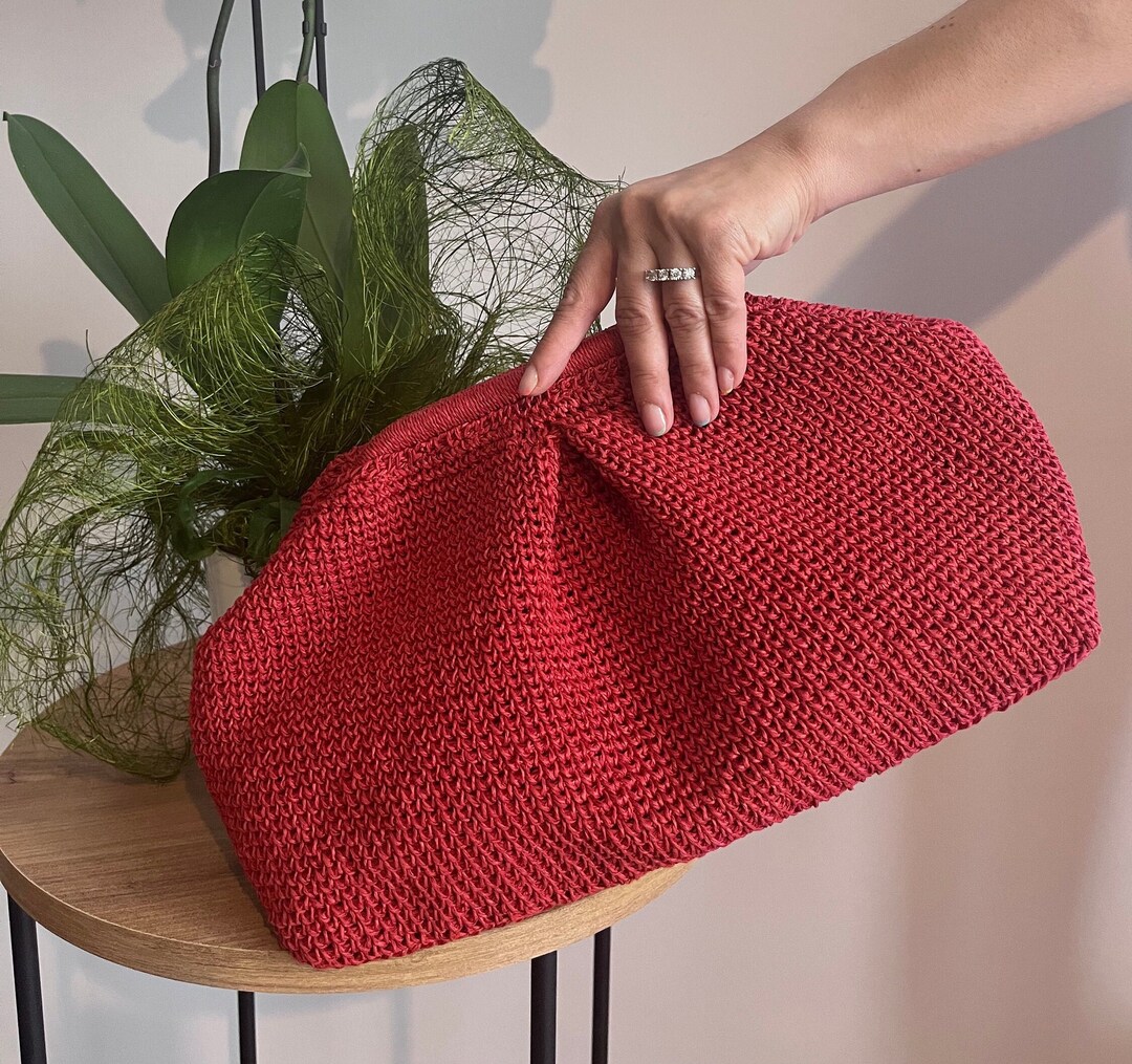 Handmade Straw Woven Clutch Bag, Crochet Women's Raffia Clutch Bag