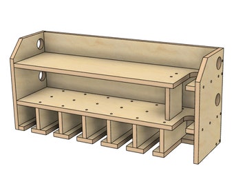 7 Slot DIY Cordless Power Tool Storage Shelf Woodworking Plans, Cordless Drill Holder with Reciprocating Saw Slot, DIY Woodworking Plans