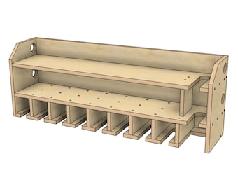 9 Slot DIY Cordless Power Tool Storage Shelf Woodworking Plans, Cordless Drill Holder with Reciprocating Saw Slot, DIY Woodworking Plans