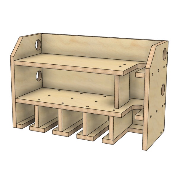 Woodworking Project Plans Drill Holder Plans - 5 Slot Power Tool Organizer PDF Build Plans