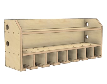 8-Slot Cordless Power Tool Storage Shelf Woodworking Plans (PDF)