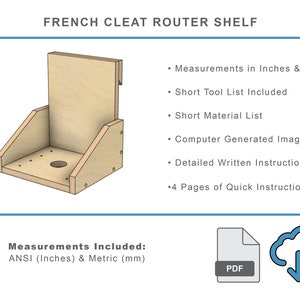 Shelf Routing French Cleat Router Storage Shelf: DIY Woodworking Plans (PDF) - Etsy