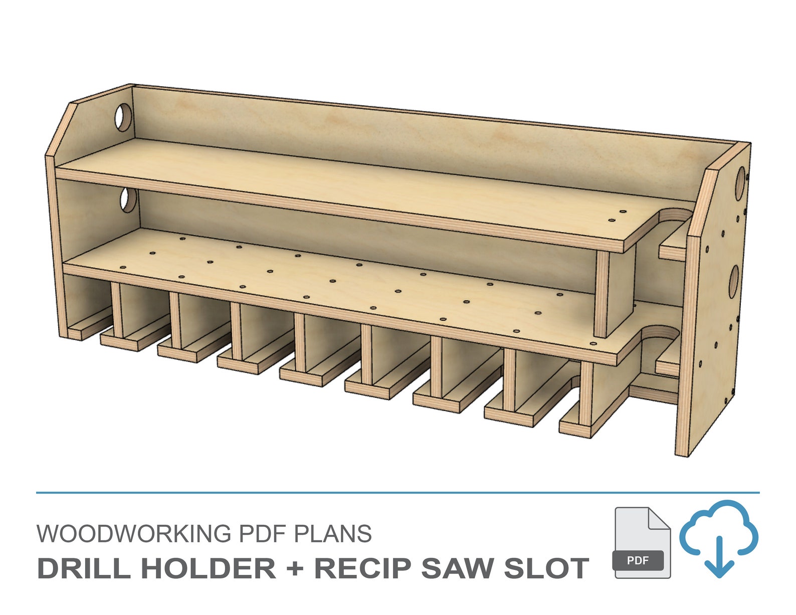 Woodworking Project Plans Drill Holder Plans 9 Slot Power Etsy