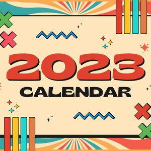 Calendar 2023 Cream and Orange Retro 2023 Wall Calendar Vintage Best Quality