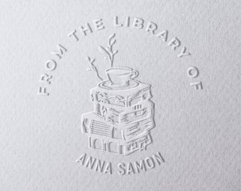 Book Embosser Personalized |  From the Library of Stamp | Ex Libris Stamp | Rubber Stamp, Self Inking Stamp or Embosser | Design 2