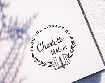 Custom From The Library Of Book Stamp, Personalized Book Stamp, Script, Trendy, Modern, Floral, This Book Belongs To, Ex Libris Teacher Gift