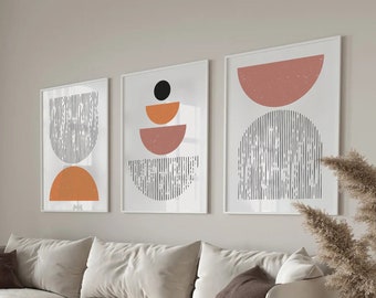 Boho Galerie Wand Kunst 3er Set Neutral Wand Kunst Dekor Mid Century Modern Kunstdrucke Boho Wohnkultur minimalistische druckbare Wandkunst