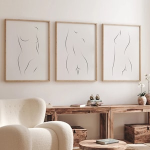 Woman Line Art Print Set of 3 Minimalist Wall Decor Body Line Art Woman Line Drawing Wall Art Gallery Wall Set