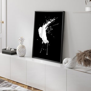 Abstract Wall Art Print Black Watercolor Minimalist Wall Art Neutral Print Abstract Modern Print Painting Black and White Printable Wall Art