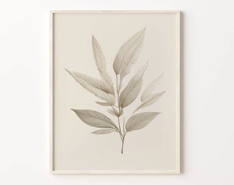 Flower Wall Art Print Minimalist Botanical Wall Decor Aesthetic Floral Print Beige Wall Art Abstract Wall Decor DIGITAL DOWNLOAD