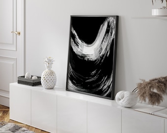 Abstract Art Print Painting Wall Art Print Contemporary Black and White Wall Art Neutral Minimalist Watercolour Decor Modern Drawing