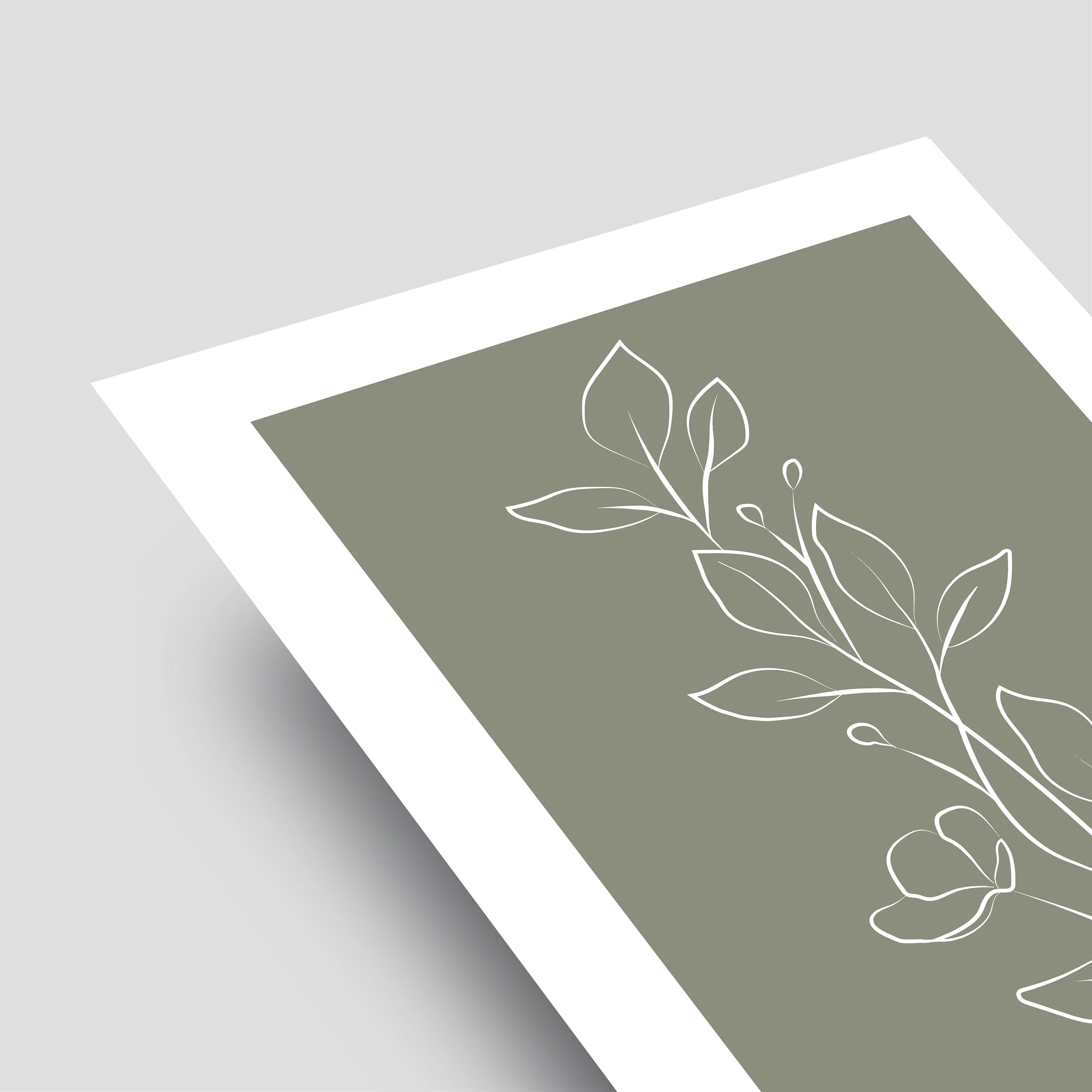 Sage Green Wall Prints Botanical Line Art Set of 3 Prints - Etsy