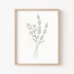 Blumen Linie Kunst Botanische Wandkunst Blumenstrauß Minimalistische Wanddekoration Blumendruck Schwarz-Weiß-Wildblumendruck Blumen-Wanddekoration
