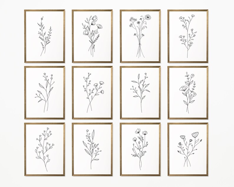 Flower Line Art Prints Set Of 12 Minimalist Wall Flower Bouquet Wall flower-line-art-prints-set-of-12-minimalist-wall-flower-bouquet-wall